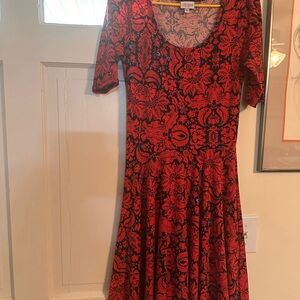 Lularoe Elegant Red and Black Floral Dress